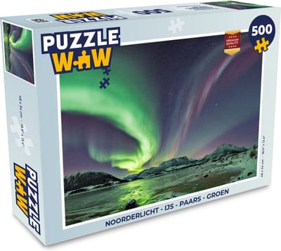 Puzzel Noorderlicht - IJs - Paars - Groen - Legpuzzel - Puzzel 500 stukjes