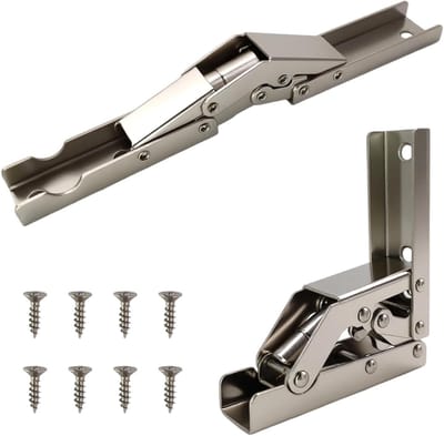 Set van 2 Vouwscharnieren 90/180°, Verborgen Meubelscharnier voor Kastdeuren en Tafels, Eenvoudig te Installeren, Duurzaam en Geluidsarm, Meubelbeslag voor Keuken en Woonkamer, Perfect voor Interieurontwerp