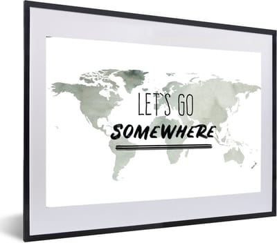 Poster in lijst - Fotolijst 60x40 cm - Posters - Wereldkaart - Simpel - Quote - Posterlijst zwart - Decoratie - Wanddecoratie woonkamer - Muurdecoratie slaapkamer