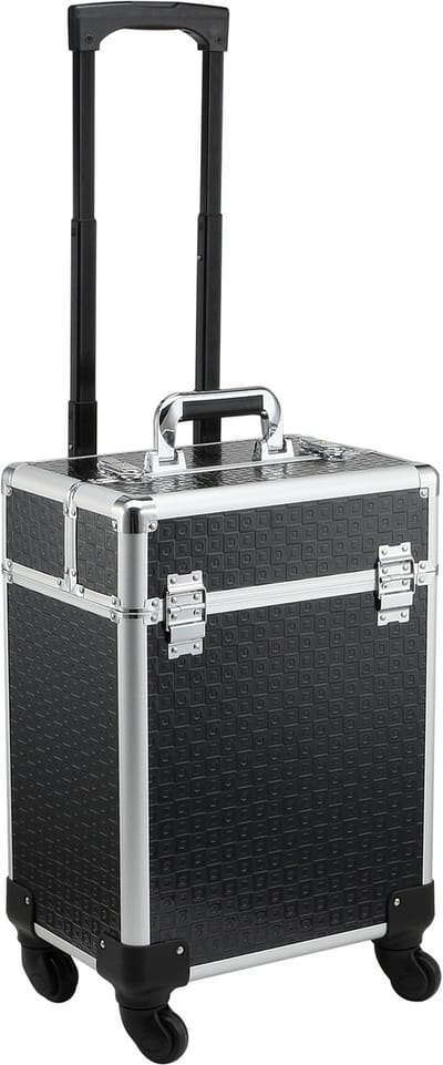 HOMCOM-Make-up treinkoffer - aluminium - 34x24x52cm - zwart