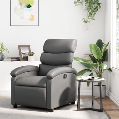 Fauteuil Met Verstelbare Rugleuning - Relaxfauteuil Zonder Wielen - Ontspannen Zitten - Handmatige Verstelling - 70 x 99.5 cm - Grijs