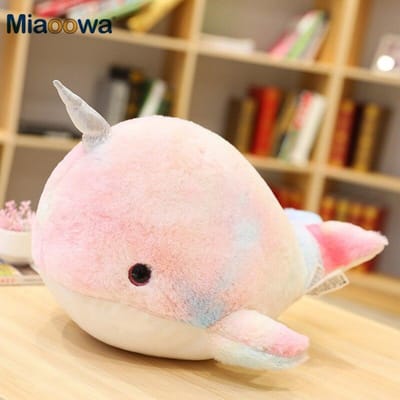 Leuke Regenboog Narwal Pluche Speelgoed Gevuld Zee Dieren Kleurrijk Walvis Pop Zacht Vis Speelgoed voor Kinderen Kind Kawaii Cadeau brown