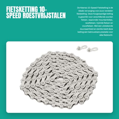Dailygoods- Fiets Ketting 10-Speed - Roestvrij Staal - Verstelbaar - Geschikt voor Mountainbike/Racefiets - Hoogwaardige Kwaliteit - Duurzaam - Fietsketting