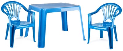 Plasticforte Tuinstoelen en tafel set voor kinderen - kunststof - blauw - met 2x stoelen - buiten/binnen