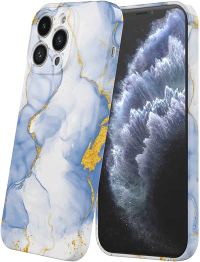 Smartphonica Telefoonhoesje Geschikt voor iPhone 11 Pro met Lichtblauw Goud Marmer Opdruk - Flexibel Softcase TPU - Backcover Case Lightblue Gold Marble Design geschikt voor iPhone 11 Pro