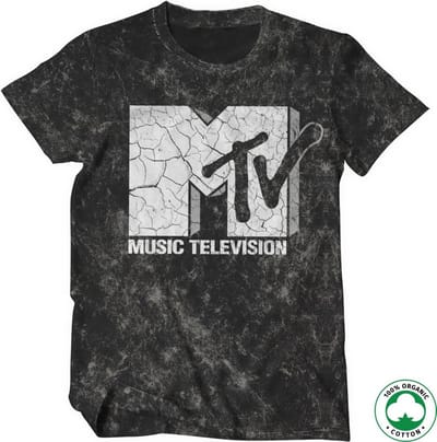 MTV Heren Tshirt -S- Cracked Logo Organic Zwart