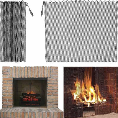 Dailygoods- Haardscherm Antivonk - Open Haard Mesh Gordijn - Metaal - 24x18"/19"/20"/21"/22" - Inclusief Handvatten - Roestwerend Coating - Vuurhaard