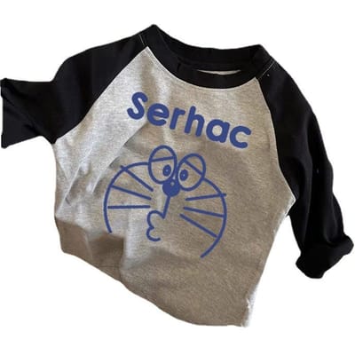 Puur Katoen Kinder T-shirt Tops met Lange Mouwen voor Jongens en Meisjes Raglan Jingle Cat Onderhemd voor Kinderen In de Herfst 150cm