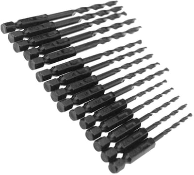 Dailygoods Boor Set - 15 Delige Set - Hoogwaardige Kwaliteit - Zwart - Hex Shank - Voor Hout, Kunststof en Metaal - 3mm 4mm 5mm