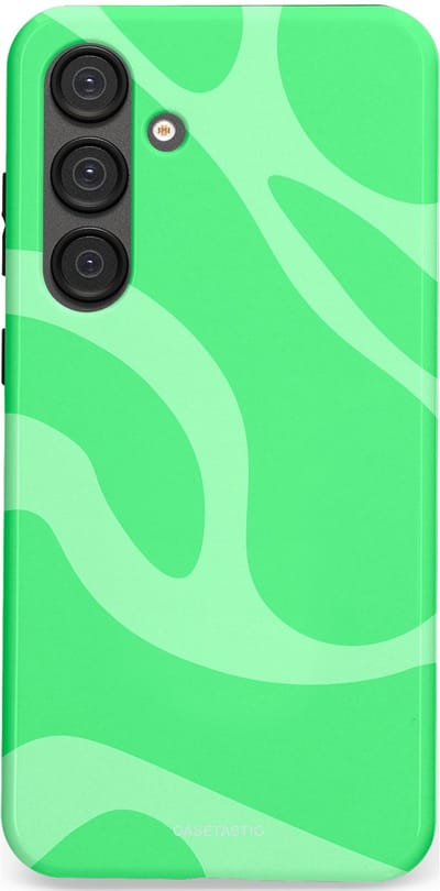 Casetastic hoesje geschikt voor Samsung Galaxy S25 Plus - Dubbellaagse bescherming - Limoen Groene Vloeiende Golven - Fashion Case - Groen