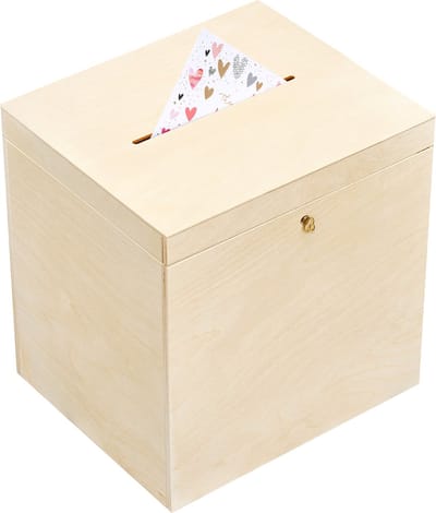 Creative Deco Bruiloft Houten Doos voor Kaarten | 29 x 25 x 30 cm | Sluiting, met Deksel | Houten Opbergbox Sieraden | Kerst, Kerstmis Cadeau