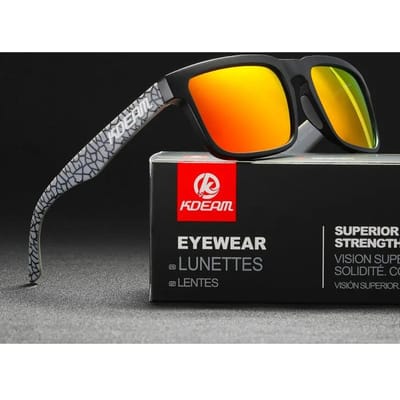 Nieuw KDEAM Merk Hoge Kwaliteit Vierkante Zonnebril voor Heren Sport Gepolariseerde Zonnebril 2025 Reflecterende Coating Kleurrijke Lens UV400 With B16 Zipperbox