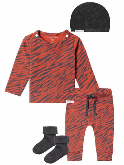 Noppies - Kledingset - 4 delig - Broek Yasumi - Shirt Orinoco - Muts Rosita - 1 paar sokjes grijs - Maat 62