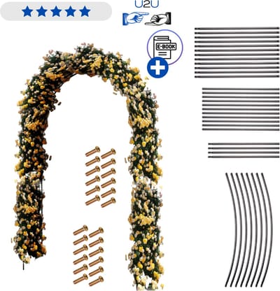 Tuinboog pergola 240x140 cm zwart - metalen rozenboog voor klimplanten en bloemen - tuin pergola voor entree pad en terras - stevige ijzeren constructie eenvoudig te monteren tuin decoratie klimplanten ondersteuning Met Ebook