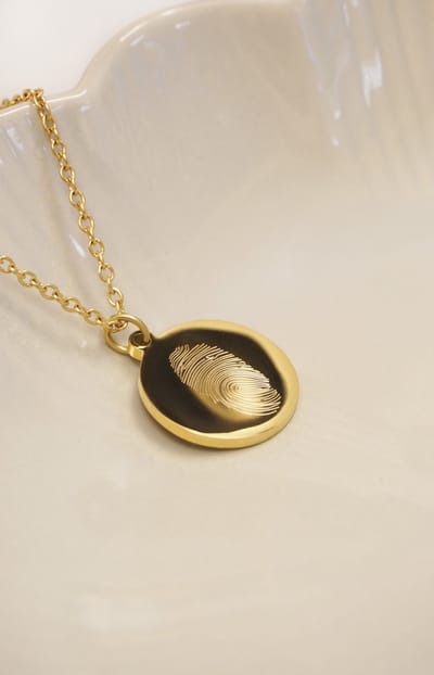 Hera Hues - Vingerafdruk Ketting - Goud Vermeil - Gepersonaliseerd - Gedenksieraad - Eigen vingerafdruk