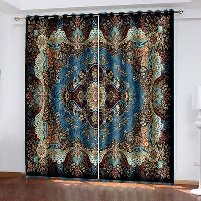 2 stuks Boheemse Hippie Raamgordijnen Levensboom Kamerdecoratie voor Slaapkamer, Woonkamer, Studentenkamer - Zachte en Stijlvolle Huisdecoratie W50H130(CM)x2pcs&Grommet Top