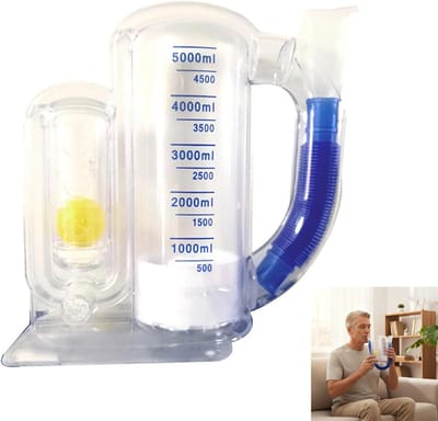 5000 ml inspiratoire spirometer - longtrainer - diepademhalingstrainer met debietweergave - ademhalingstrainer - voor ademhalingsoefeningen en postoperatief herstel