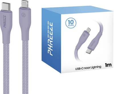 Voordeelpak kabels geschikt voor iPhone 14,13,12,11 - 10 pack - Paars gekleurd - 1 meter