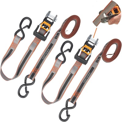Ratelsnijbanden Set van 2 - Sterke Spanbanden voor Motor, Verhuizing en Ladingbeveiliging - 1" x 30ft - 500lbs Werkbelasting