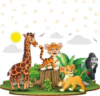 Muurstickers - Afrikaanse babydieren - Zelfklevende stickers - 120x180cm