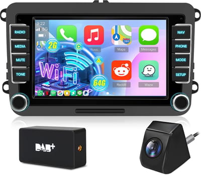 Hexinex Autoradio - geschikt voor VW Golf 5, 6, Polo, Skoda Caddy, T5, Passat - 7-inch Scherm - 2+64GB CARPLAY FM RDS - Achteruitrijcamera DAB+