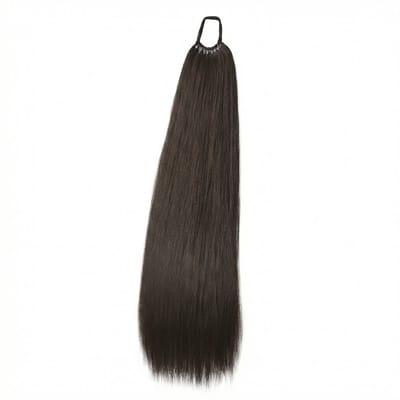 Donkerbruin synthetische paardenstaart dames haar extensie extensions extra lang steil ponytail haarstuk lang haarstuk clip in staart