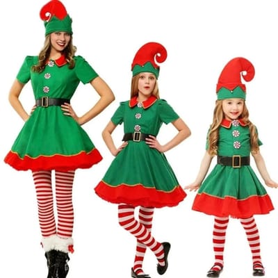 Meisje Jongen Kerstelf Kostuums Kerstman Pak Festival Volwassen Familie Halloween Cosplay Sets Groene Elfen Kleding 110 multi