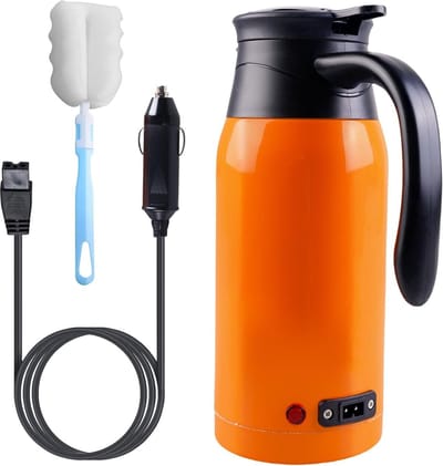 Auto waterkoker roestvrij staal 1000 ml - digitale display - snel opwarmen - autoketel voor auto vrachtwagen