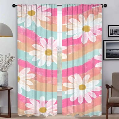 Bloemgordijnen voor Slaapkamer Halloween Decoratie Elegante Kamergordijnen 2 Stuks Woonkamer Gordijn Scheidingswanden Shades Keuken W50xH70cmx2pcs-CL