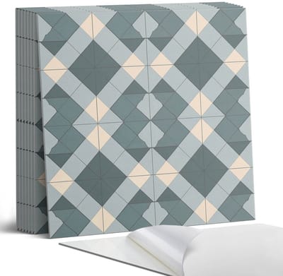 Coloray Plaktegels - Geometrisch ruitpatroon Portugese Tegels - 30 cm x 30 cm - Grijs Plaktegels - 9 stuks - Vierkant PVC Tegels - Plaktegels Keuken - Zelfklevende Vloertegels - Vinyl Tegels - Zelfklevende Tegels