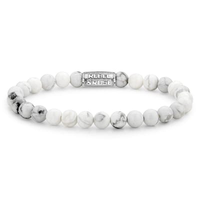 Rebel & Rose Virgin White Armband RR-60016-S – Wit Howliet 6mm