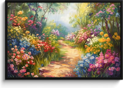 Poster in lijst - Fotolijst 120x80 cm - Posters - Natuur - Landschap - Bloemen - Kleurrijk - Posterlijst zwart - Decoratie - Wanddecoratie woonkamer - Muurdecoratie slaapkamer
