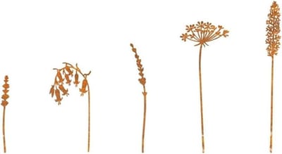 Voor varen bloem tuin spel set van 5 roestige metalen vintage stijl voor outdoor decor voor gazon landschap bloembedden en pad randen