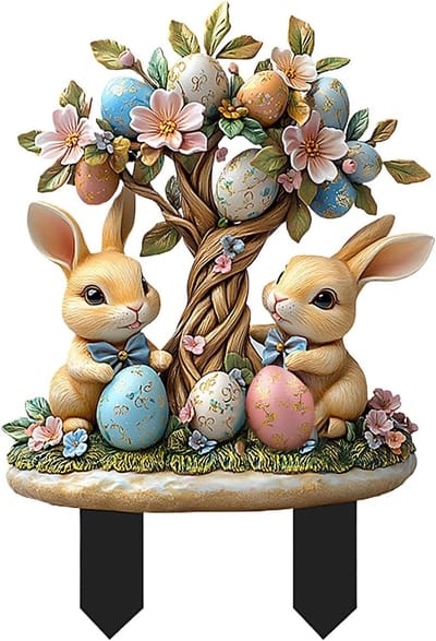 Paasgrondspies - Decoratieve tuinpin - Tuinversiering - Levendige details - 30.5x30 cm - Multicolor
