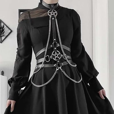 Dames Sexy Body Borstketting Sieraden Taille Riem Buikkettingen Festival Mode Sieraden Voor Dames Gotische Accessoires black