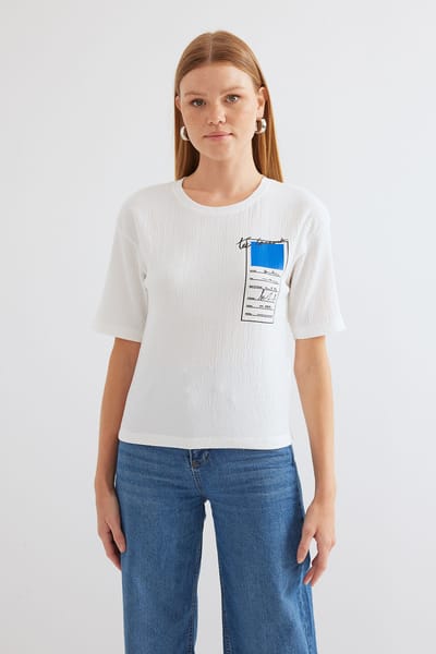 Geprinte Ronde Hals Korte Mouwen T-Shirt