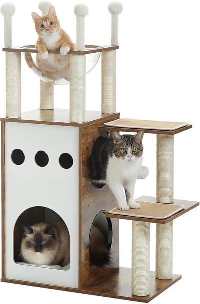 Kattenu MeowPalace - Krabpaal hout voor katten XXL - Houten Krabpaal voor katten - Kattenkrabpaal