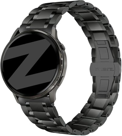 Bandz Steel Link Strap Deluxe 18mm - horlogebandje geschikt voor Garmin Vivoactive 4S / Vivomove 3S / Venu 2S / Venu 3S / Forerunner 255S / Forerunner 265S / Venu 4 41mm - Zwart