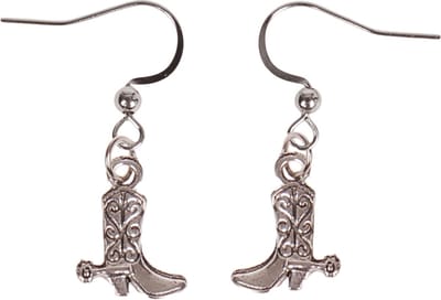 Oorbellen met Hangertje Cowboylaars zilverkleurig 1,3cm
