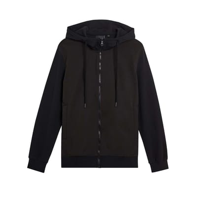 Lyle & Scott Heren Hybrid Softshell Volledige Ritssluiting Hoodie (Zwart)