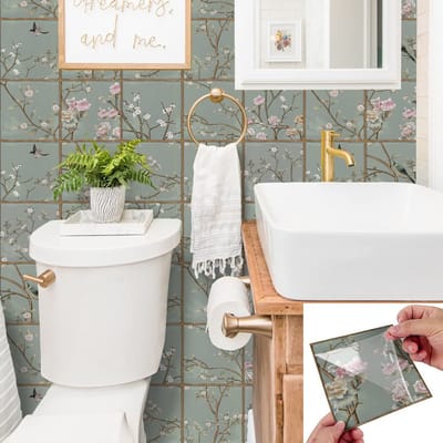 JHUBERS- Tegelstickers 10 Stuks - Bloemen Design - Zelfklevend - Voor Keuken/Badkamer - Vierkant - 15 cm, 0.6 mm Dikte - Muursticker