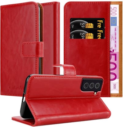 Cadorabo Hoesje geschikt voor Samsung Galaxy S22 in WIJN ROOD - Beschermhoes met magnetische sluiting, standfunctie en kaartvakje Book Case Cover Etui