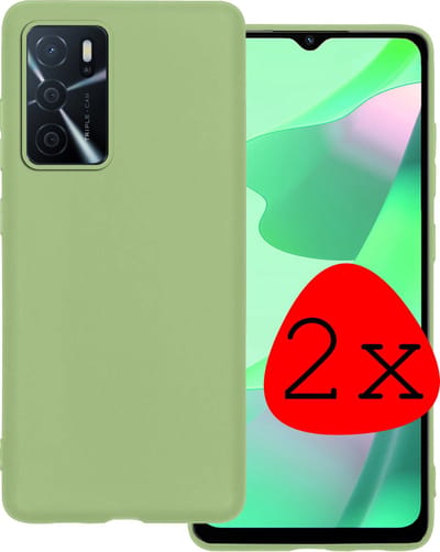 Hoesje 2 Stuks - Geschikt voor OPPO A16s - Sterk & Shockproof - Case Siliconen - Back Cover - Telefoon Hoes - Groen