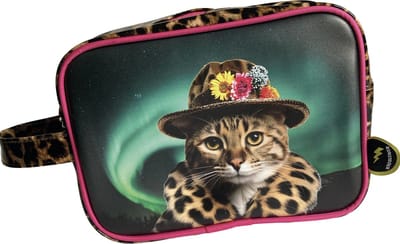 Kunstboer Toilettas Luipaard/panter print met kat/poes