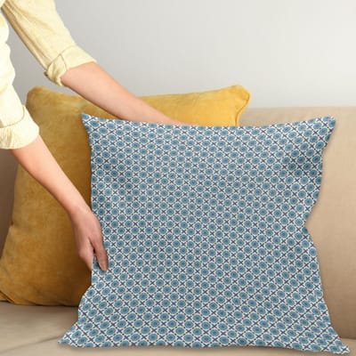 ABAKUHAUS Geometrie-kussenhoes – 60x60 cm – Kokosnoot Kadetblauw