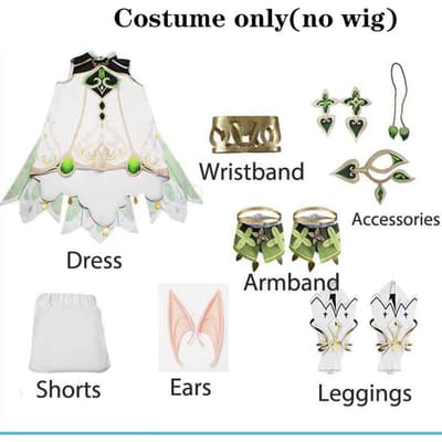 Nahida Cosplay Kostuum Lesser Lord Kusanali Volledige Set Jurk Oren Pruik Nahida Outfits voor Comic Con XS(Kids 150cm) white