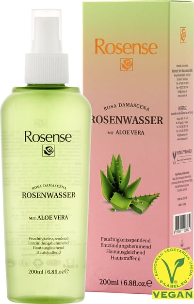 Rosense - Rozenwater met Aloe Vera - 200 ml- 100% Puur- Gezichtswater - Gezichtsverzorging - Spray