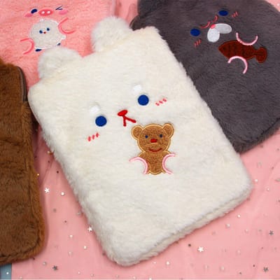 Pluche Tablettas voor Meisjes Schattig Patroon Meervoudige Bescherming Lichtgewicht Tablet Sleeve Case Tablet Draagtas Wit wit