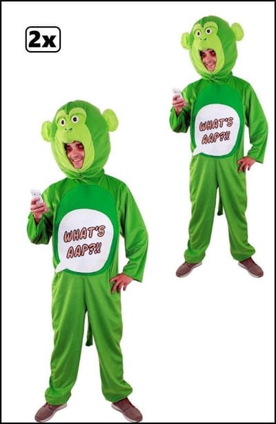 2x WhatsAAP kostuum L /XL - whats app telefoon dieren aap grappig en fout festival carnaval party thema