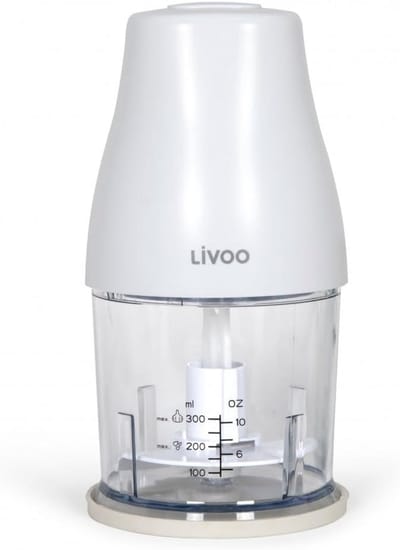 Hakmolen 300 ml - Keukenmachine Mini - Snel Ingrediënten Hakken - Turbo-functie Krachtig - 400 Watt Vermogen - Wit